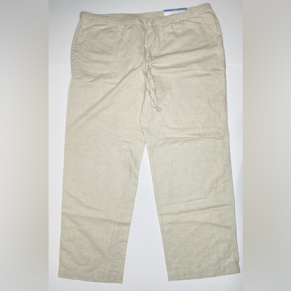 NWT Linen Cotton Liz Claiborne Pull on Khaki Color Pants Sz XL